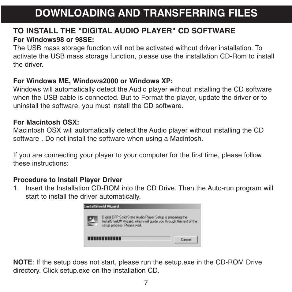 Downloading and transferring files | Memorex MMP8500 User Manual | Page 8 / 32