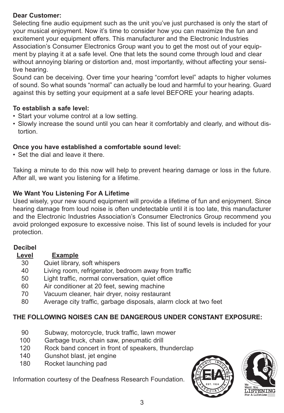 Listening | Memorex MP3115 User Manual | Page 4 / 17