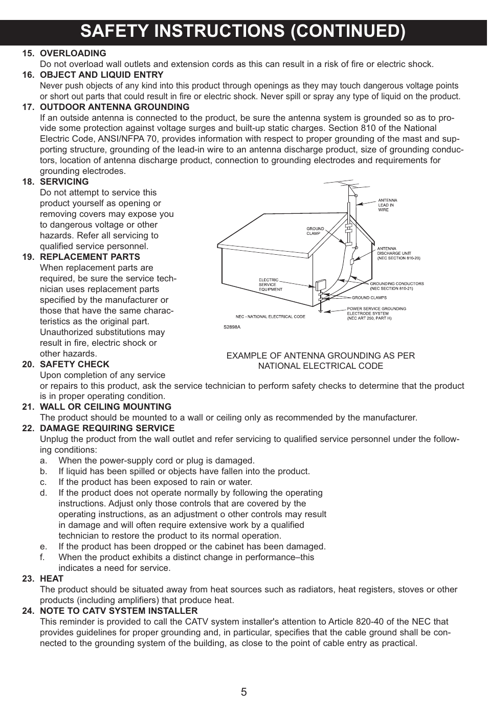 Safety instructions (continued) | Memorex MP3115 User Manual | Page 6 / 17