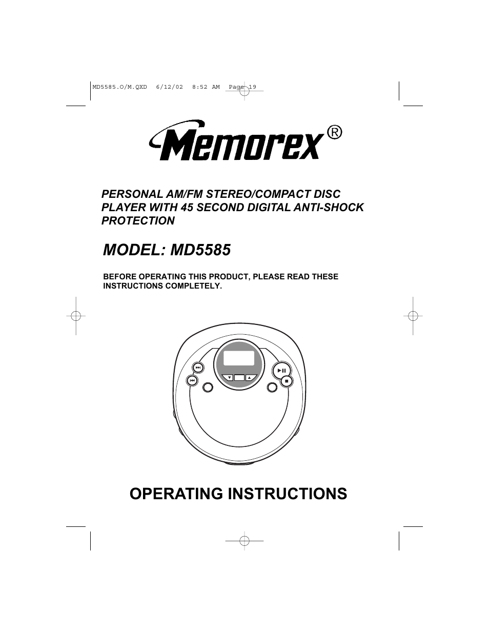 Memorex MD5585 User Manual | 19 pages