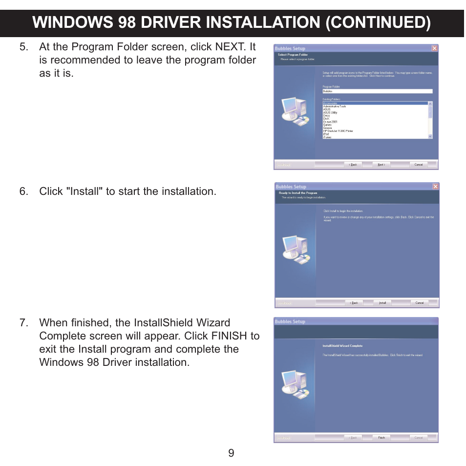 Windows 98 driver installation (continued) | Memorex MMP8550 User Manual | Page 10 / 29