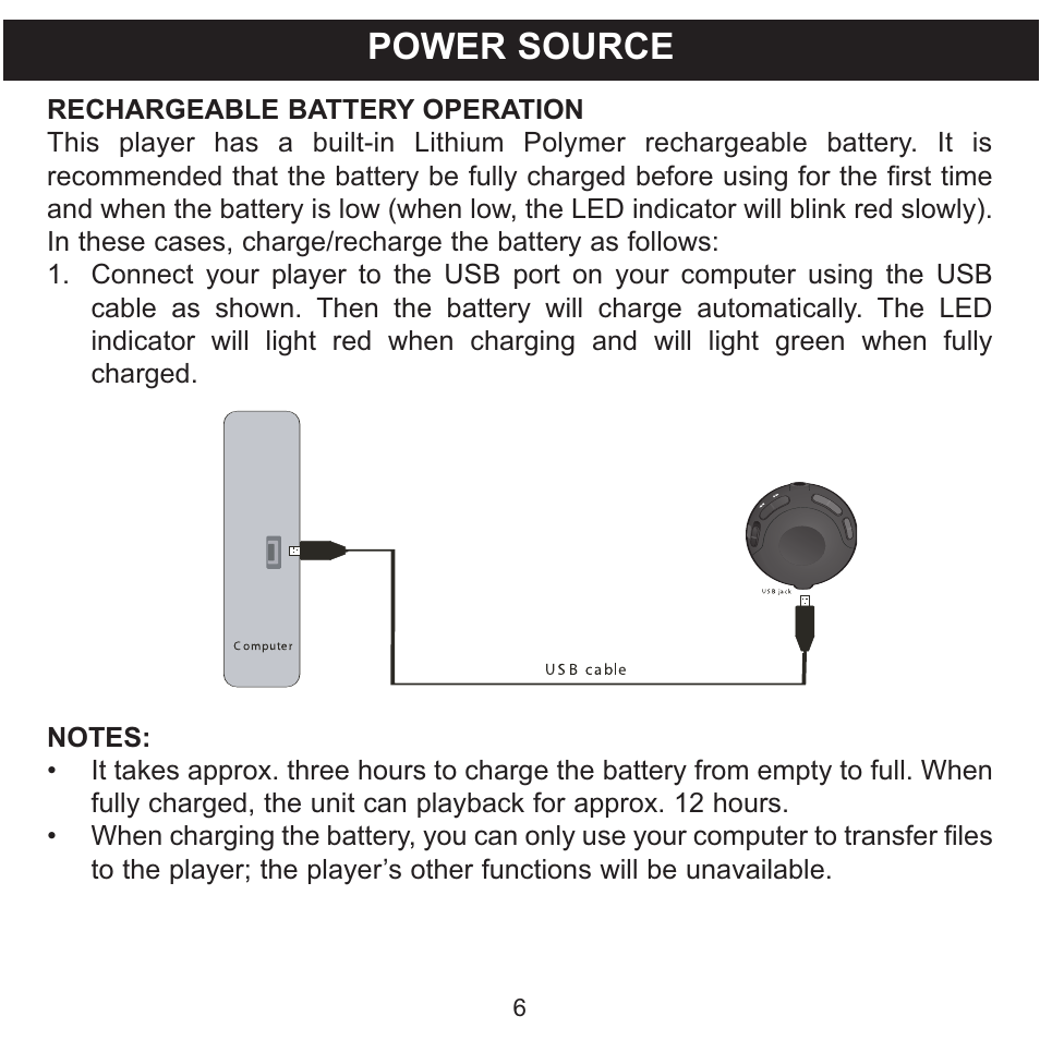 Power source | Memorex MMP8550 User Manual | Page 7 / 29