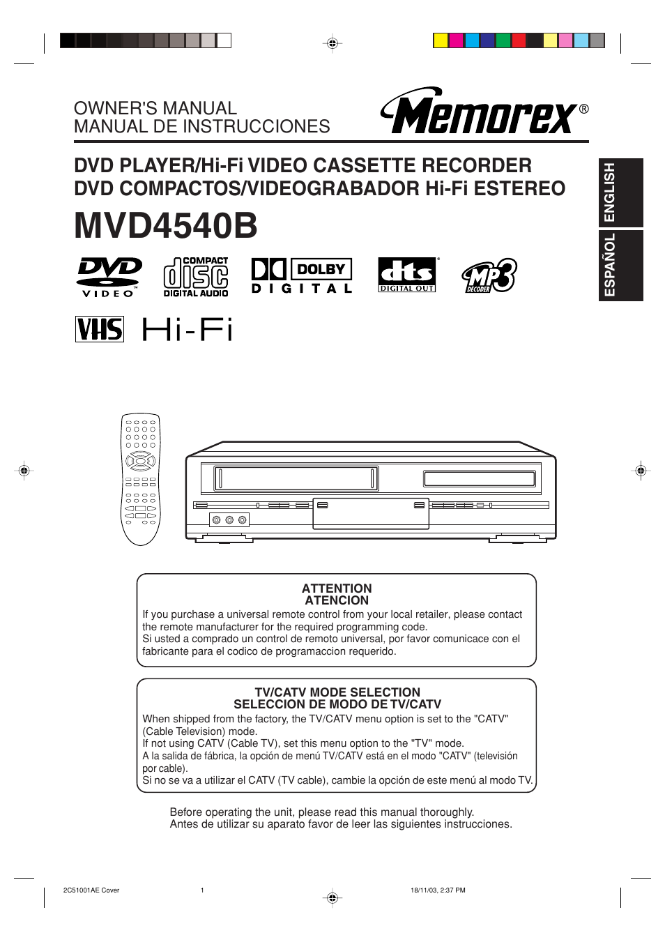 Memorex MVD4540B User Manual | 112 pages