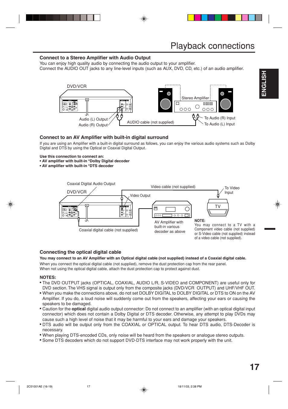 Playback connections, English | Memorex MVD4540B User Manual | Page 17 / 112