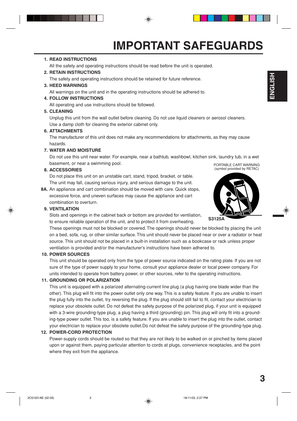 Important safeguards, English | Memorex MVD4540B User Manual | Page 3 / 112