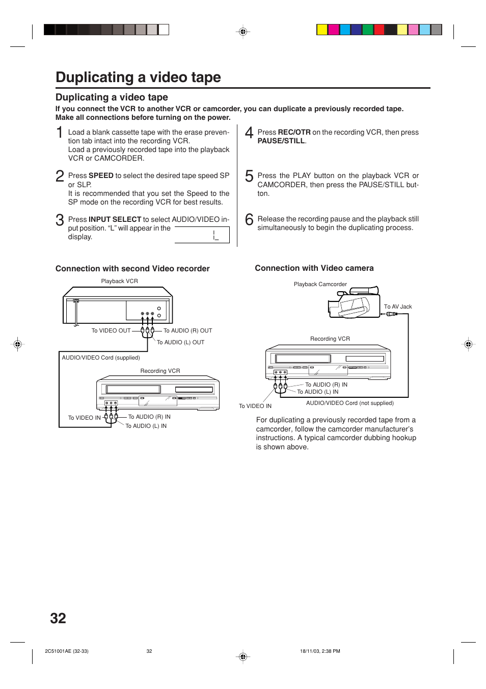 Duplicating a video tape | Memorex MVD4540B User Manual | Page 32 / 112