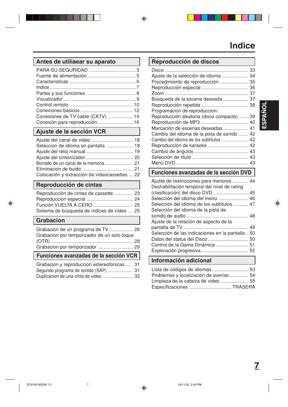 Indice | Memorex MVD4540B User Manual | Page 63 / 112