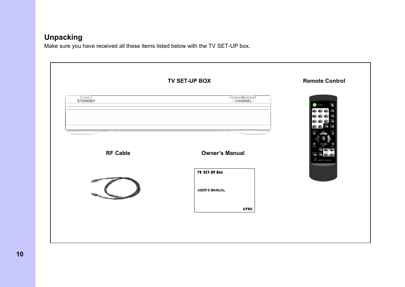 Unpacking | Memorex MVCB1000 User Manual | Page 10 / 39