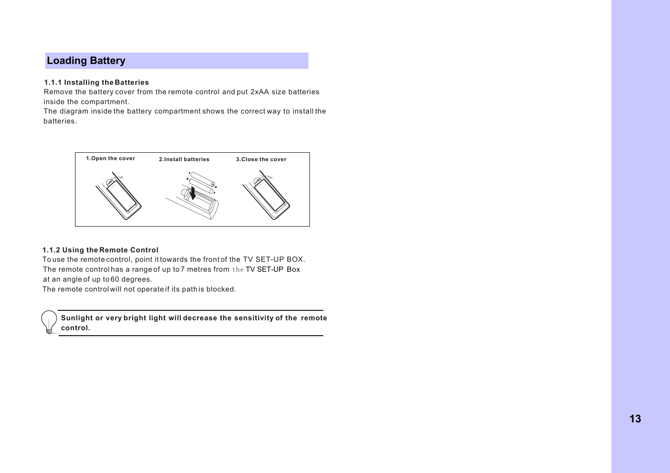 Loading battery | Memorex MVCB1000 User Manual | Page 13 / 39