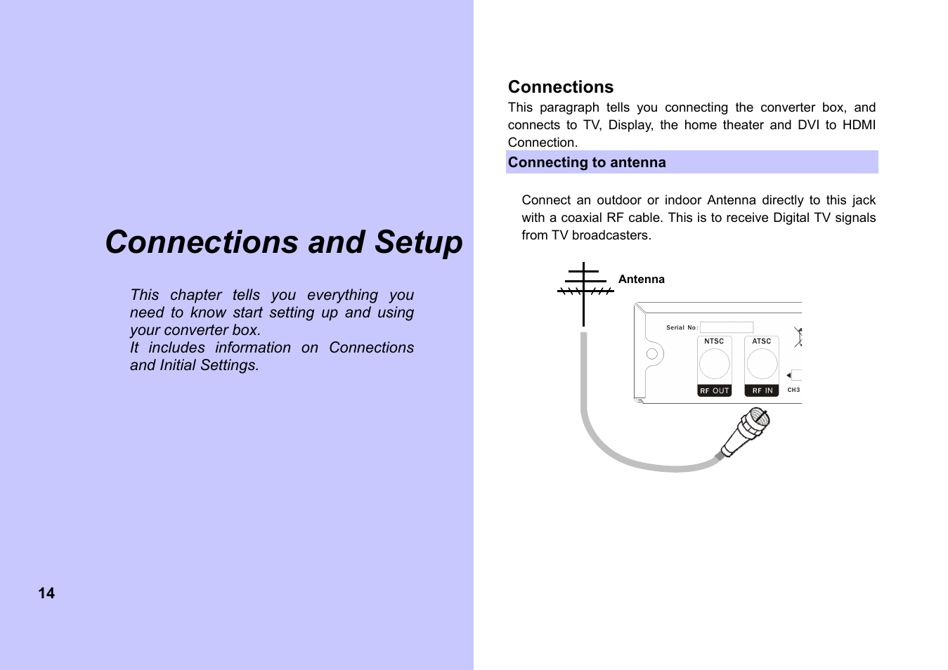 Connections and setup | Memorex MVCB1000 User Manual | Page 14 / 39