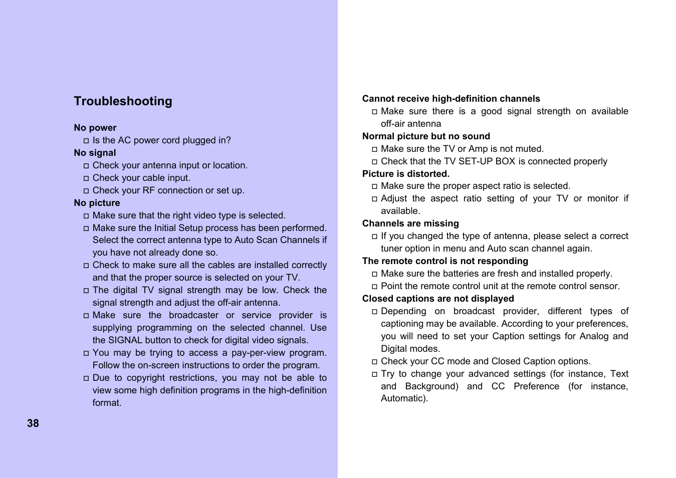 Reference, Troubleshooting | Memorex MVCB1000 User Manual | Page 38 / 39