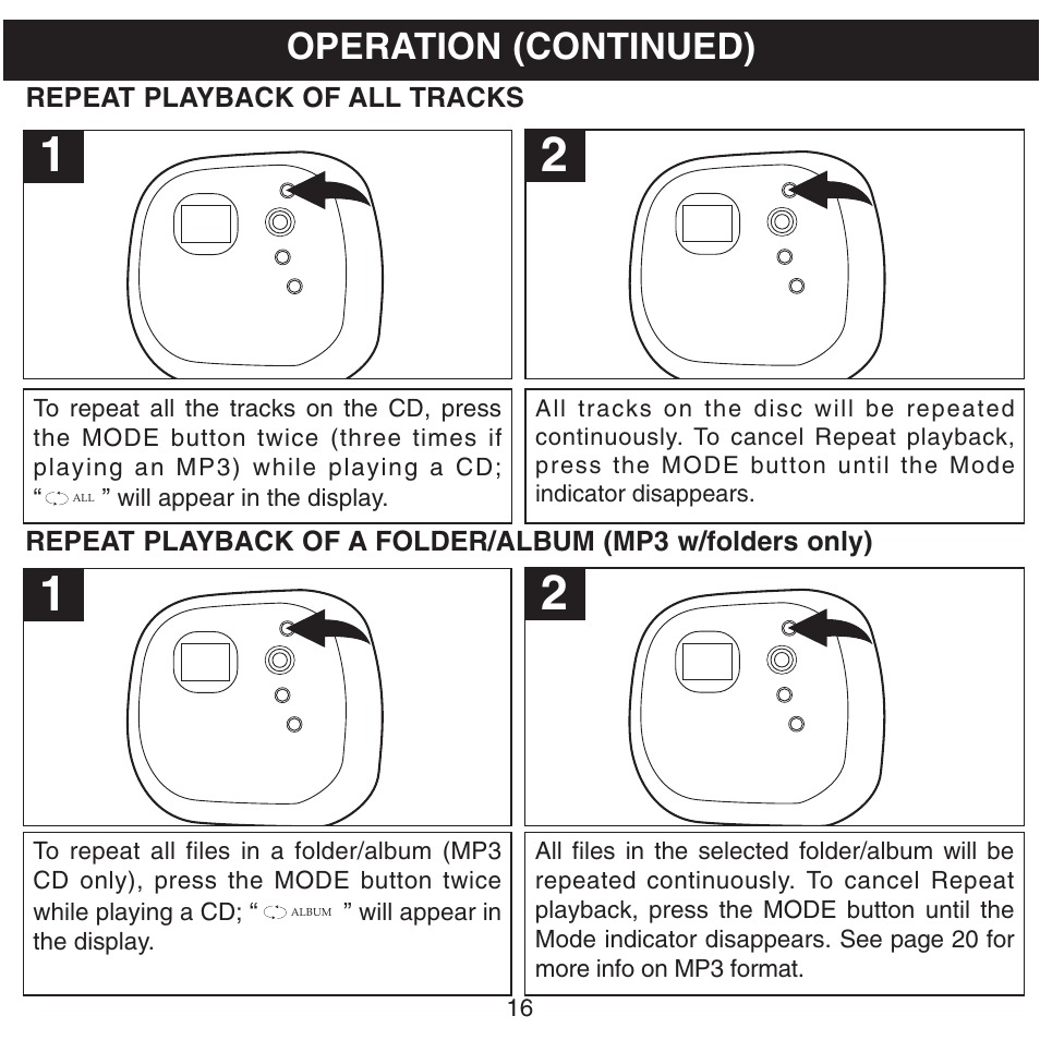 Operation (continued) | Memorex MPD8601 User Manual | Page 17 / 33