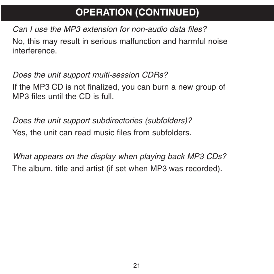 Operation (continued) | Memorex MPD8601 User Manual | Page 22 / 33