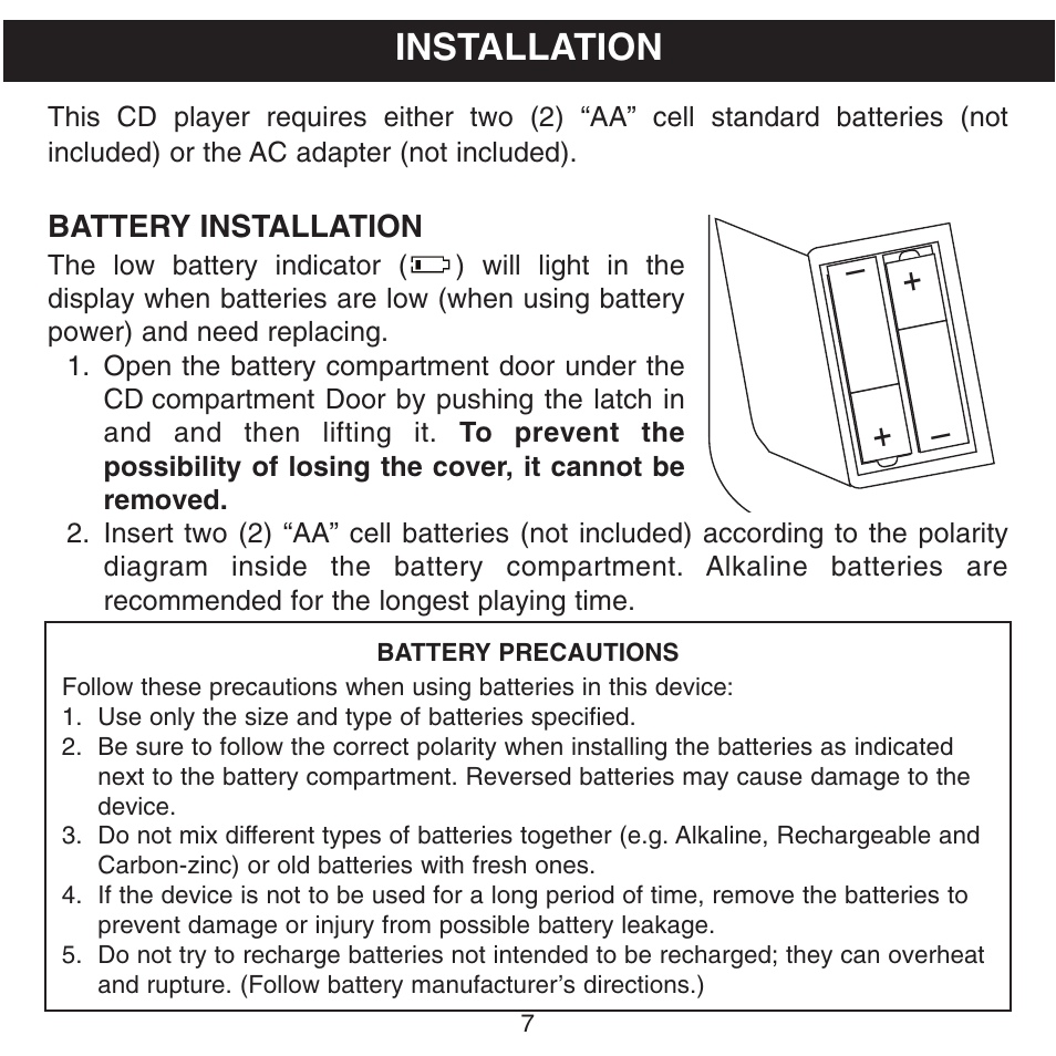 Installation | Memorex MPD8601 User Manual | Page 8 / 33