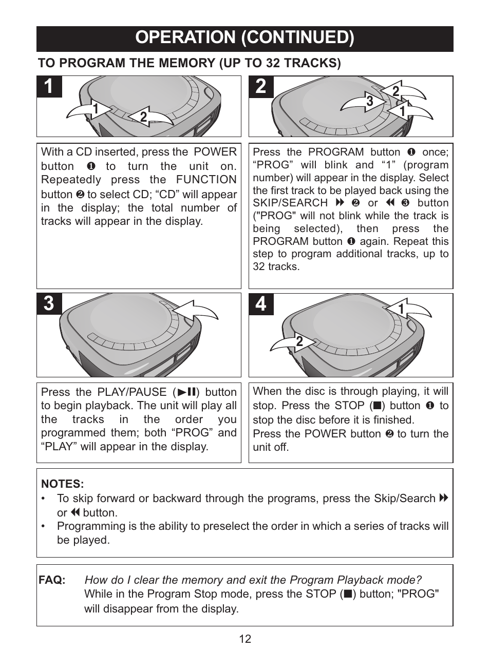 Operation (continued) | Memorex MC2864 User Manual | Page 13 / 25