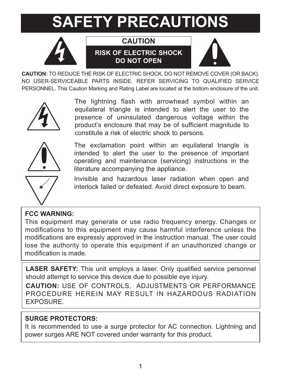 Safety precautions | Memorex MC2864 User Manual | Page 2 / 25