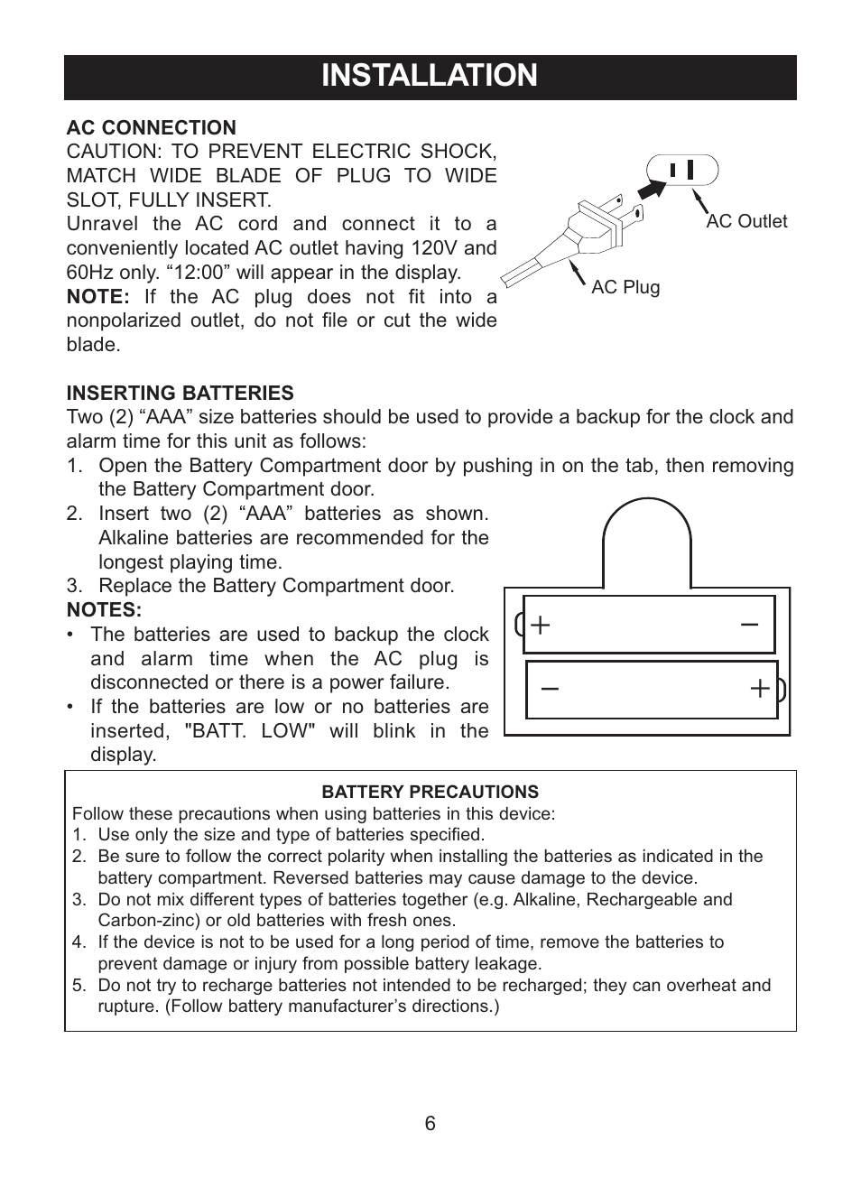Installation | Memorex MC2864 User Manual | Page 7 / 25