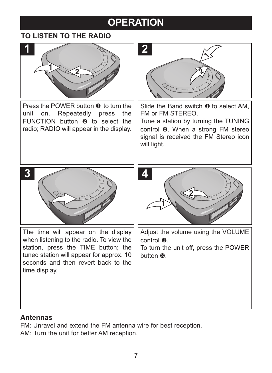 Operation | Memorex MC2864 User Manual | Page 8 / 25