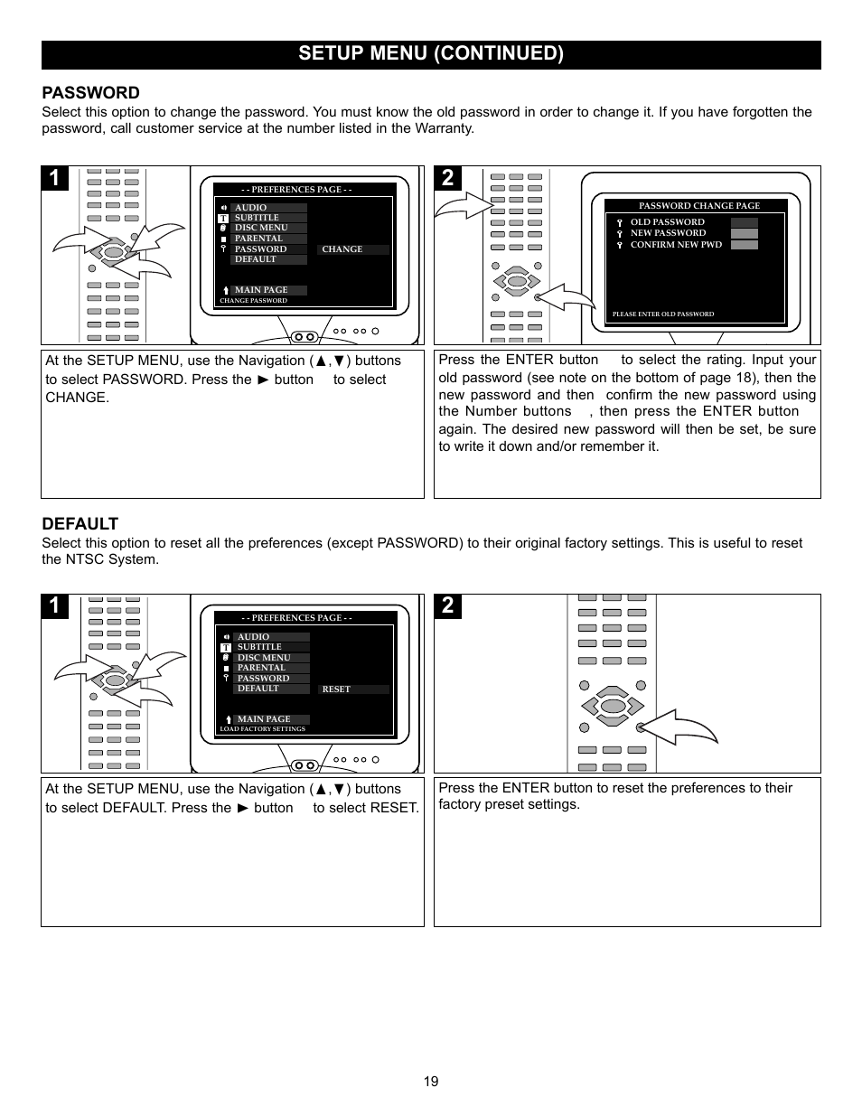 Setup menu (continued) | Memorex MVD2030 User Manual | Page 20 / 37