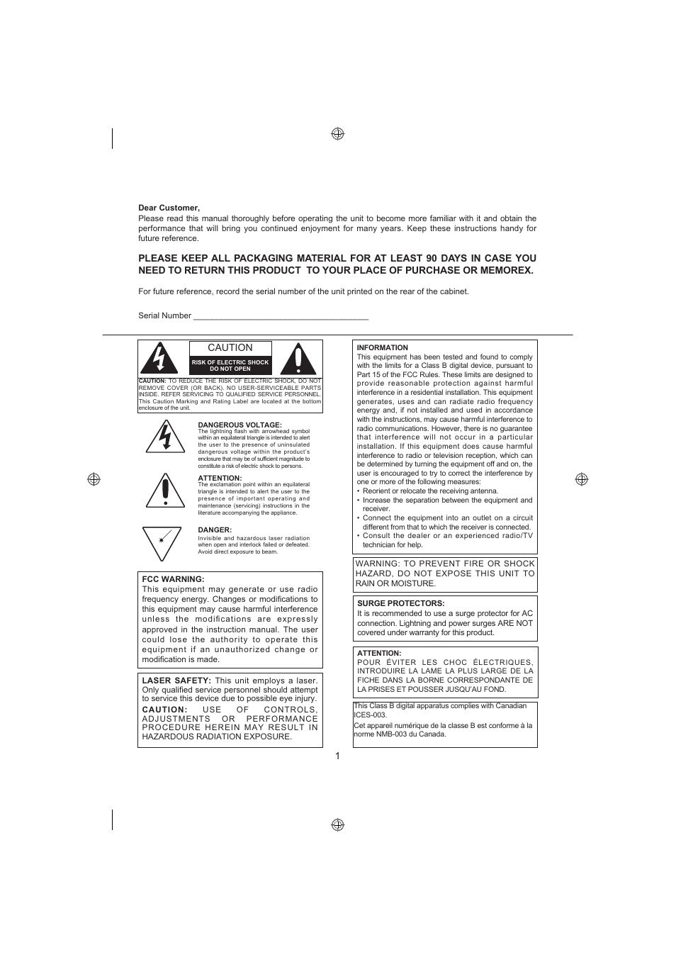 Caution | Memorex MKS8590 User Manual | Page 2 / 23