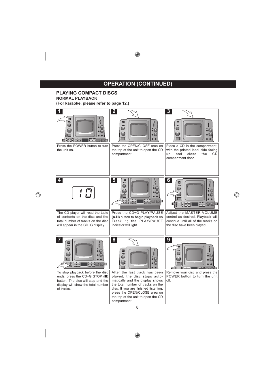 Operation (continued) | Memorex MKS8590 User Manual | Page 9 / 23