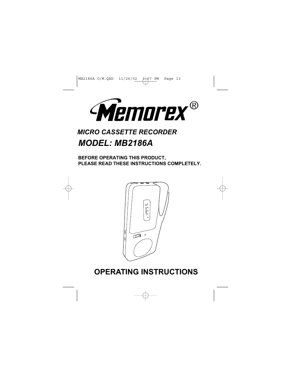 Memorex MB2186AOM User Manual | 13 pages