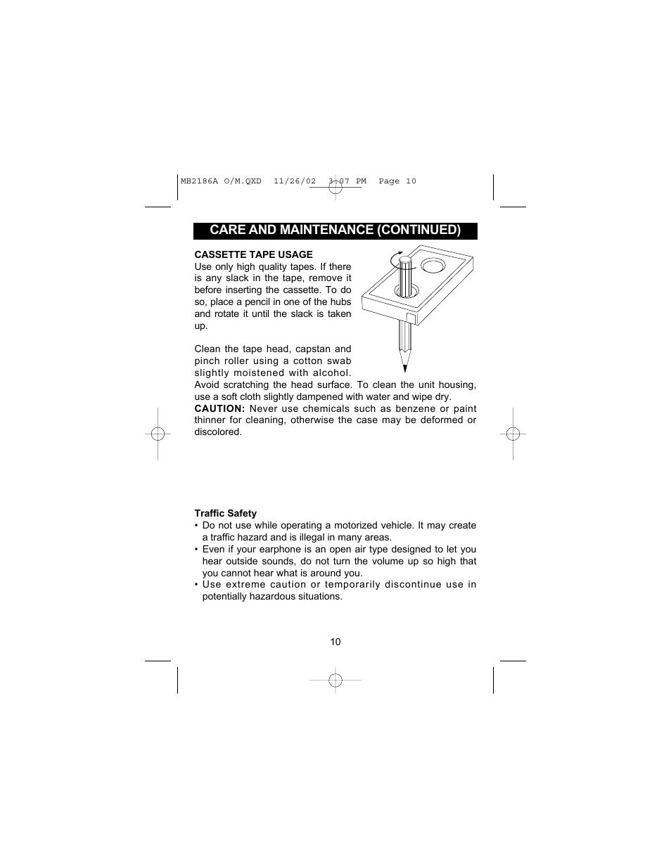 Care and maintenance (continued) | Memorex MB2186AOM User Manual | Page 11 / 13