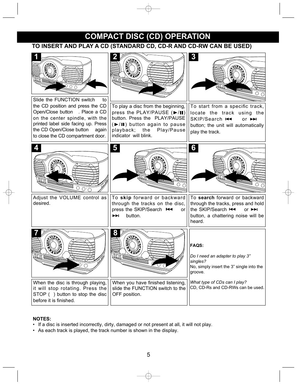 Compact disc (cd) operation | Memorex MTT3200 User Manual | Page 6 / 11