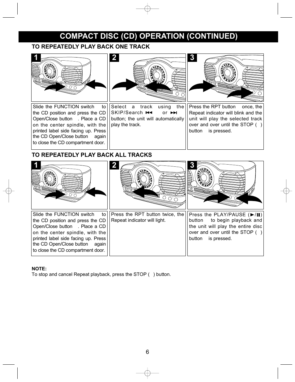 Compact disc (cd) operation (continued) | Memorex MTT3200 User Manual | Page 7 / 11