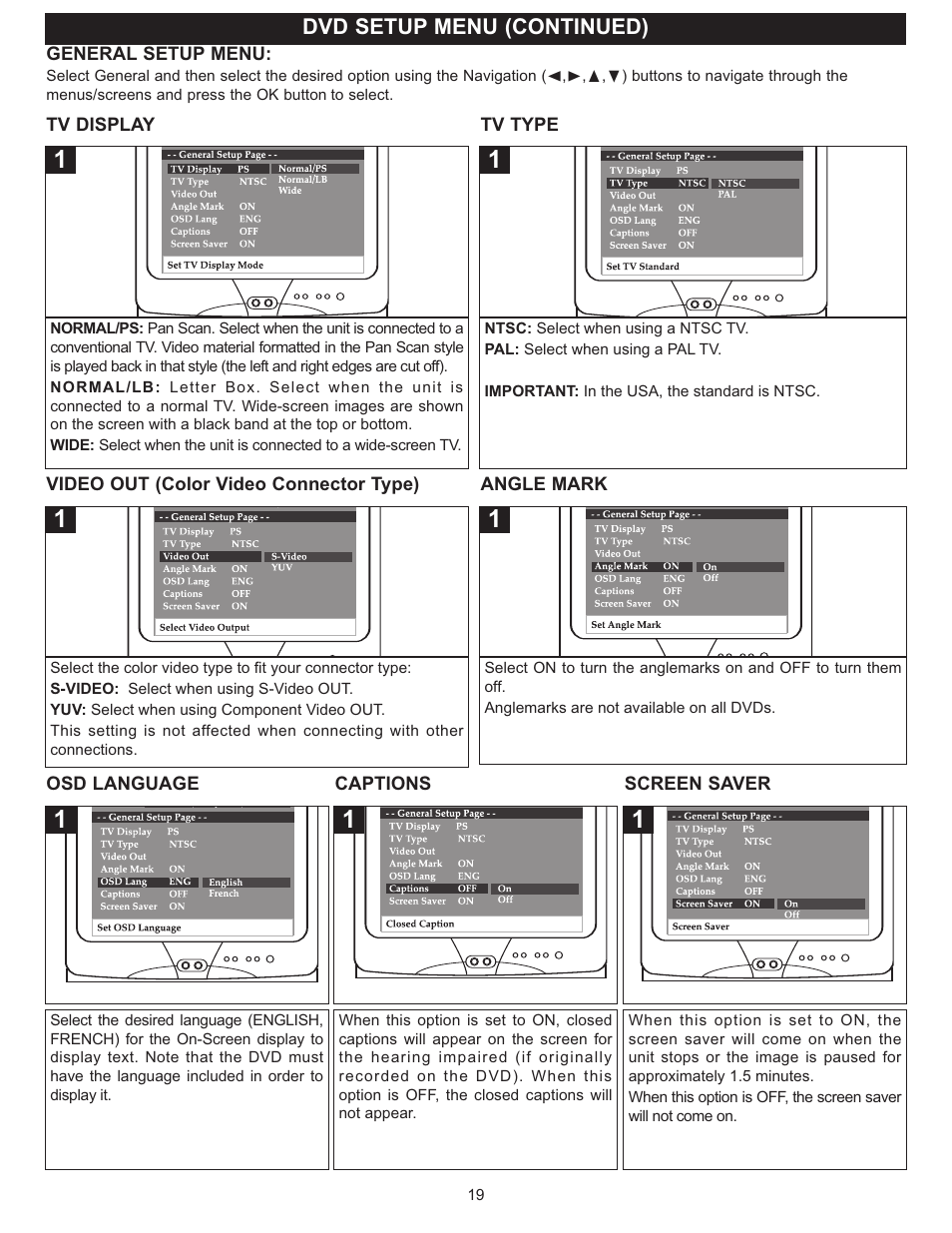 Dvd setup menu (continued) | Memorex MVD4543 User Manual | Page 20 / 58