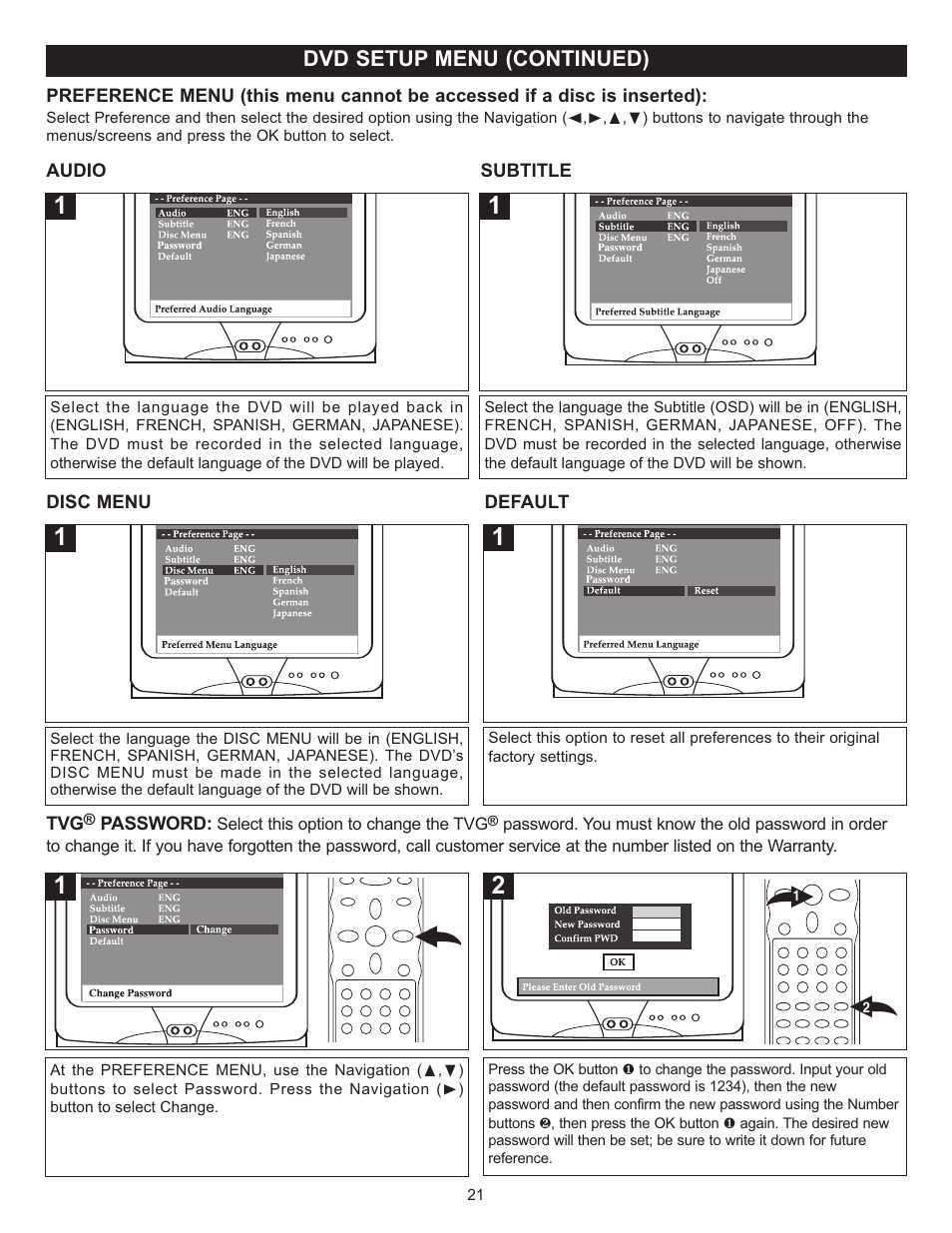 Dvd setup menu (continued) | Memorex MVD4543 User Manual | Page 22 / 58