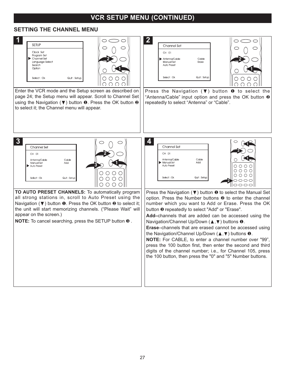 Vcr setup menu (continued) | Memorex MVD4543 User Manual | Page 28 / 58
