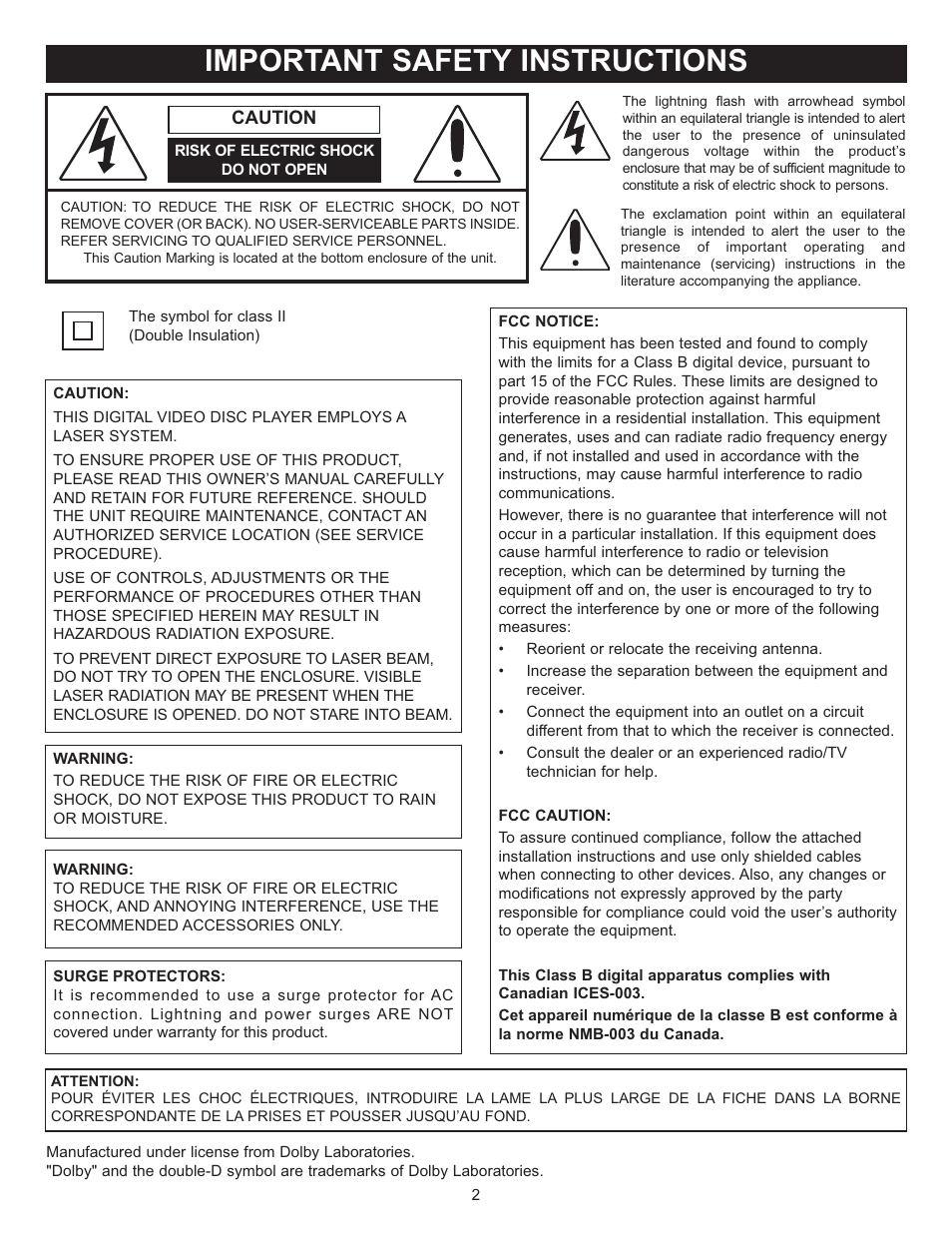 Important safety instructions | Memorex MVD4543 User Manual | Page 3 / 58