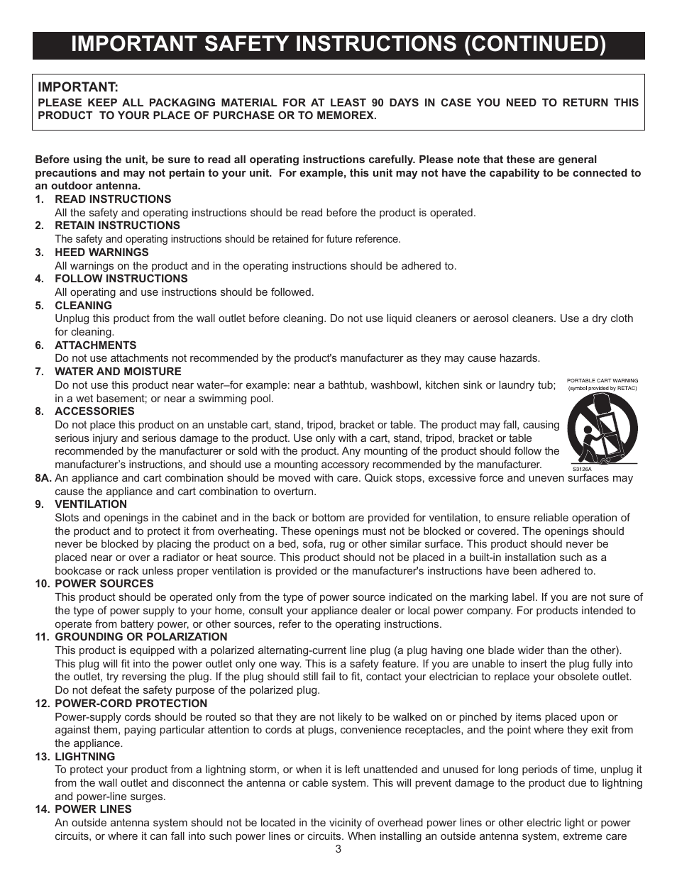 Important safety instructions (continued) | Memorex MVD4543 User Manual | Page 4 / 58