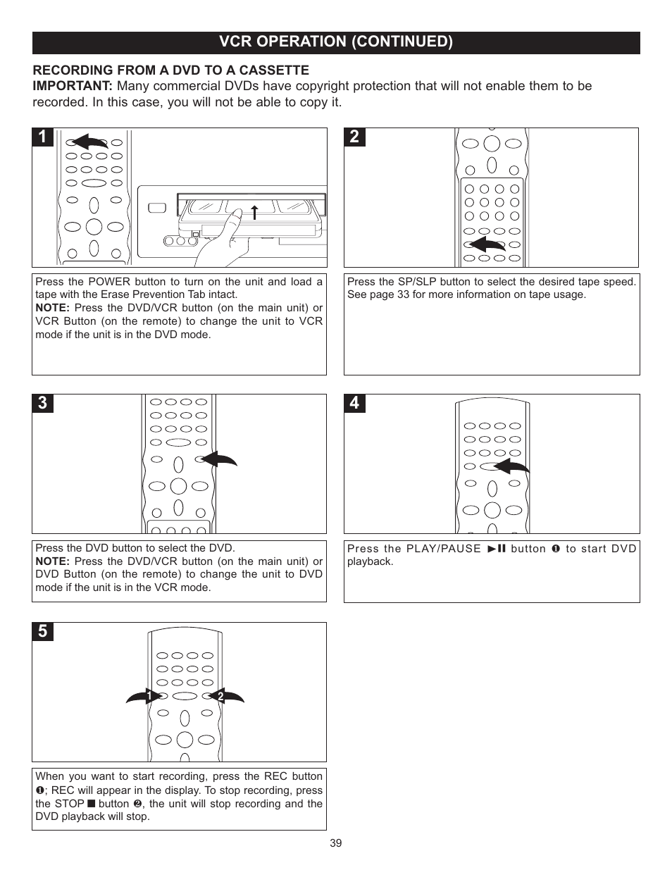 Vcr operation (continued) | Memorex MVD4543 User Manual | Page 40 / 58