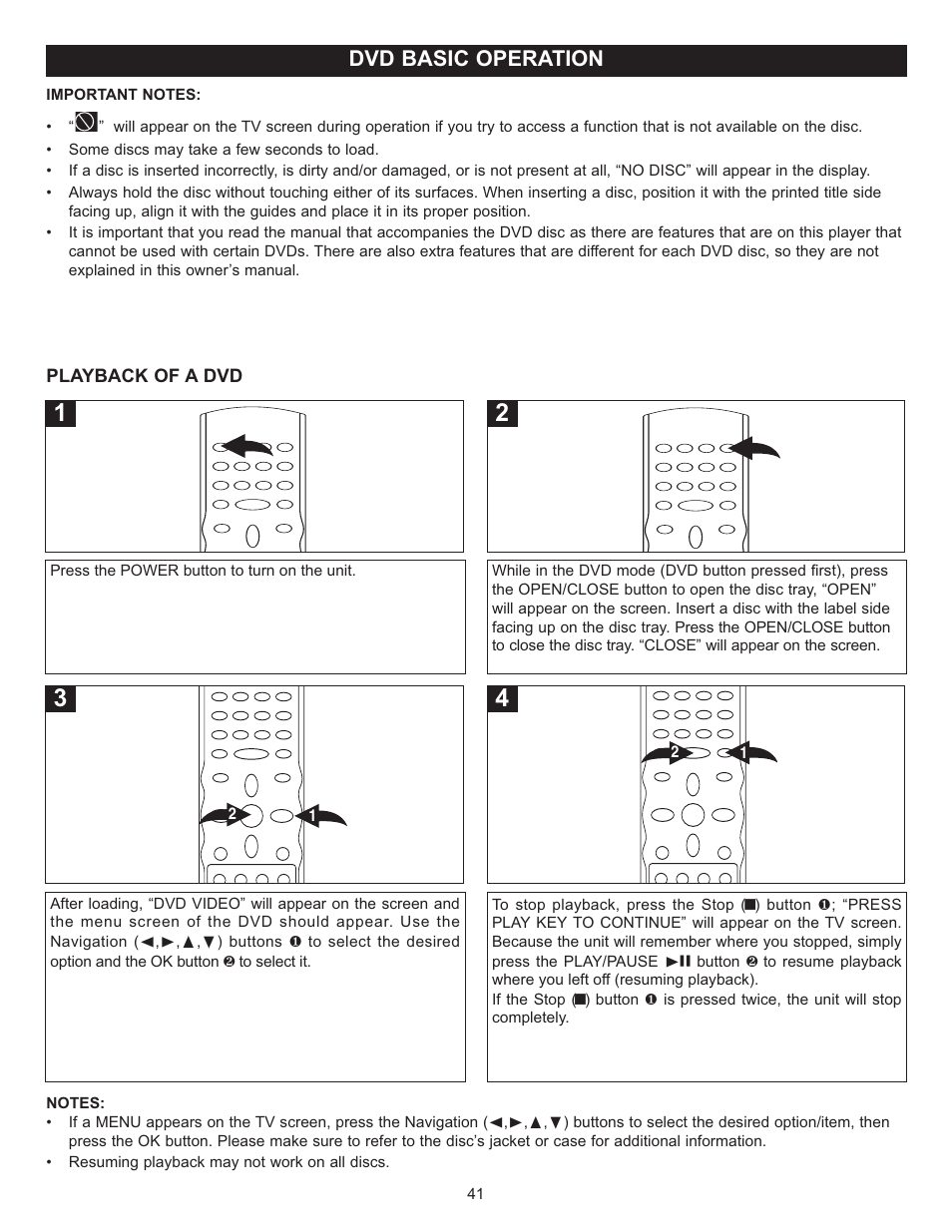 Dvd basic operation | Memorex MVD4543 User Manual | Page 42 / 58