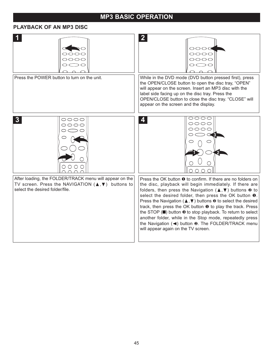 Mp3 basic operation | Memorex MVD4543 User Manual | Page 46 / 58