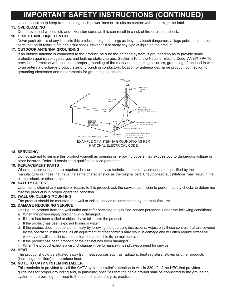 Important safety instructions (continued) | Memorex MVD4543 User Manual | Page 5 / 58