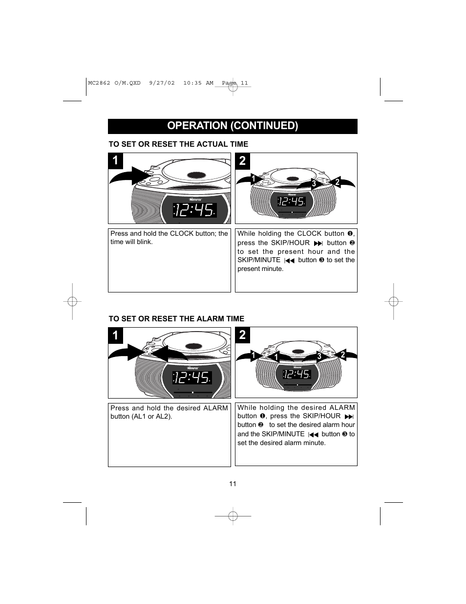 Operation (continued) | Memorex MC2862 User Manual | Page 12 / 19