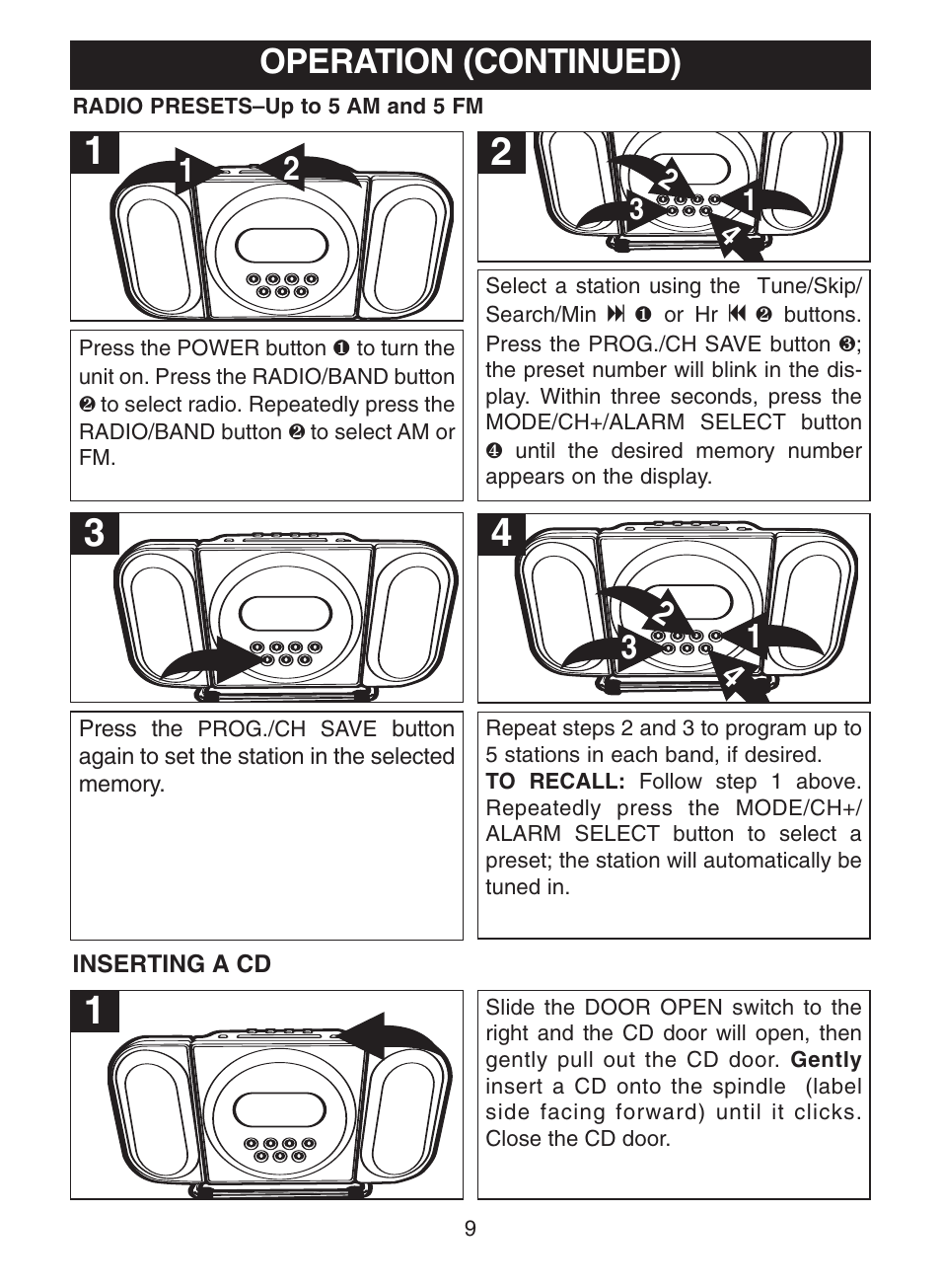 Operation (continued) | Memorex MC7100 User Manual | Page 10 / 22
