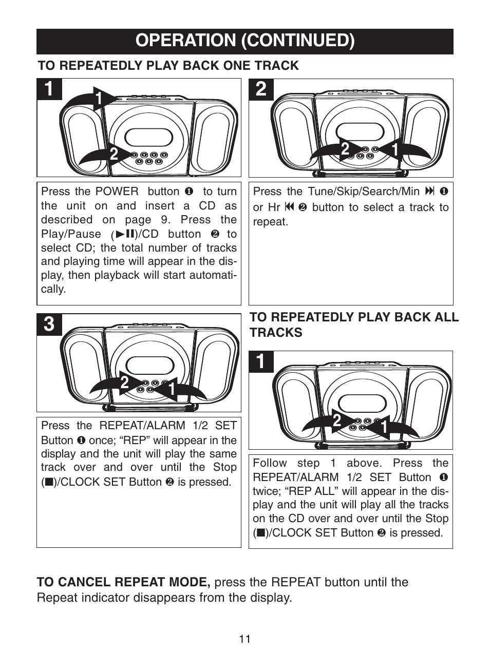 Operation (continued) | Memorex MC7100 User Manual | Page 12 / 22