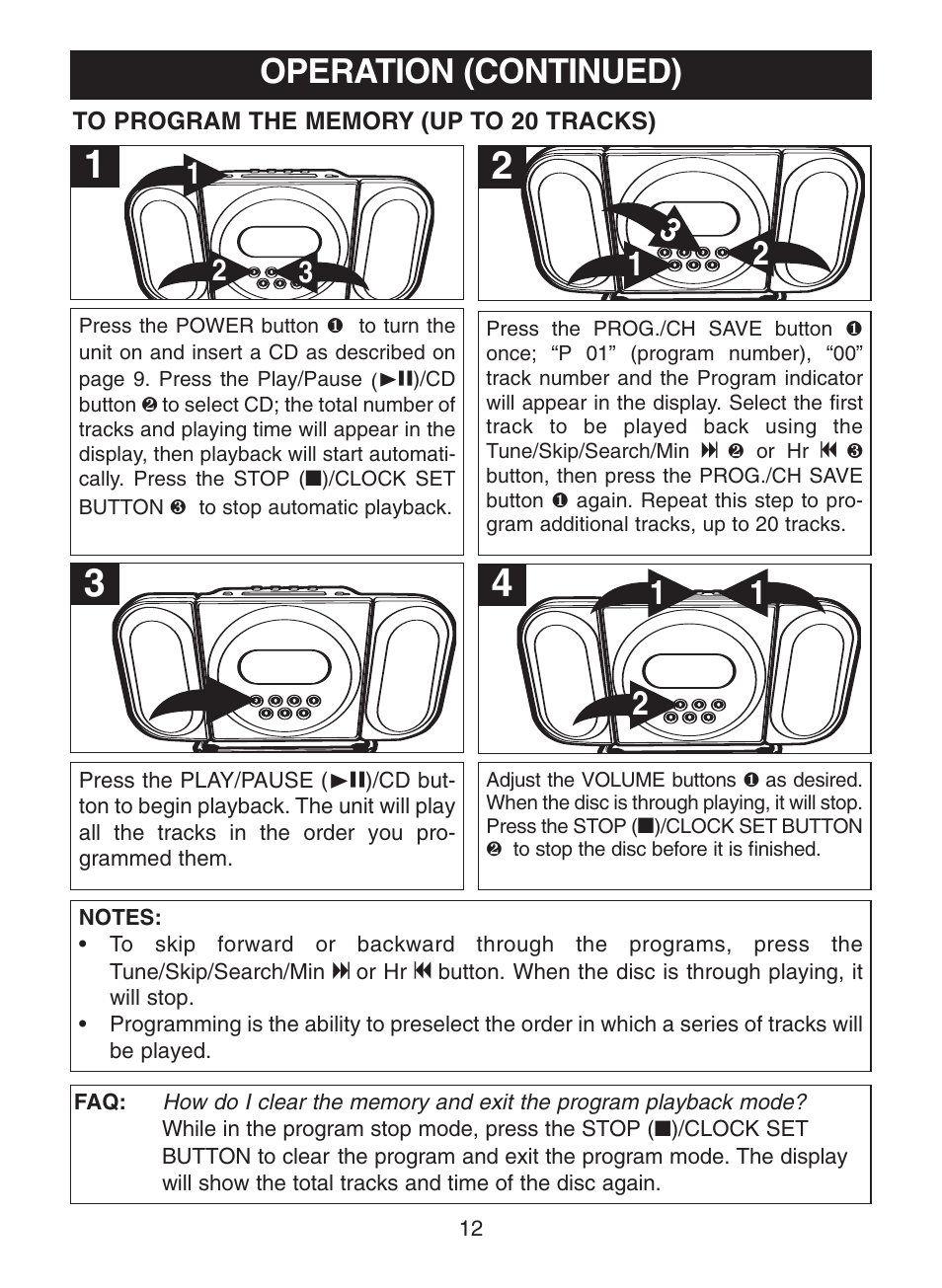 Operation (continued) | Memorex MC7100 User Manual | Page 13 / 22