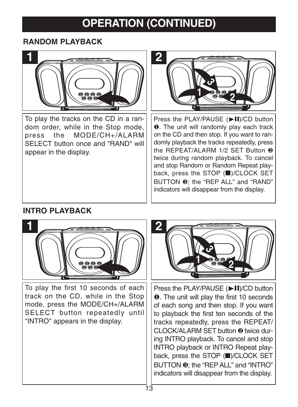 Operation (continued) | Memorex MC7100 User Manual | Page 14 / 22