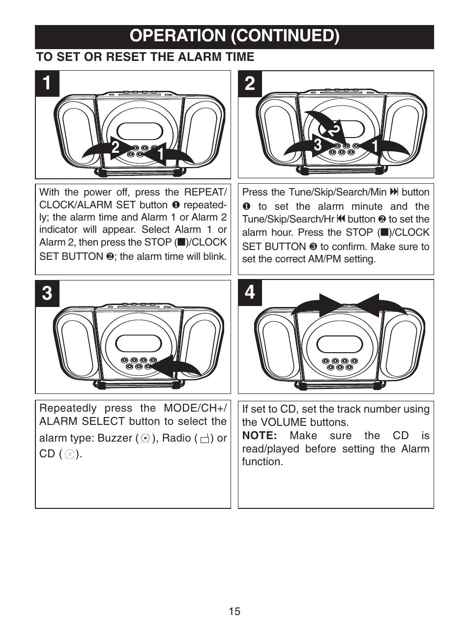 Operation (continued) | Memorex MC7100 User Manual | Page 16 / 22