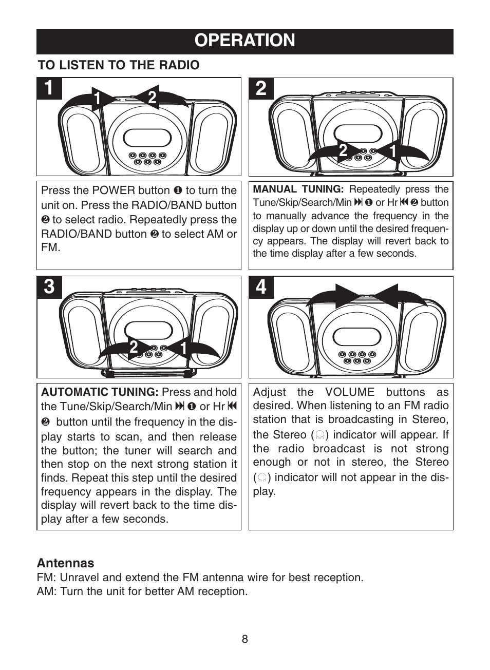 Operation | Memorex MC7100 User Manual | Page 9 / 22