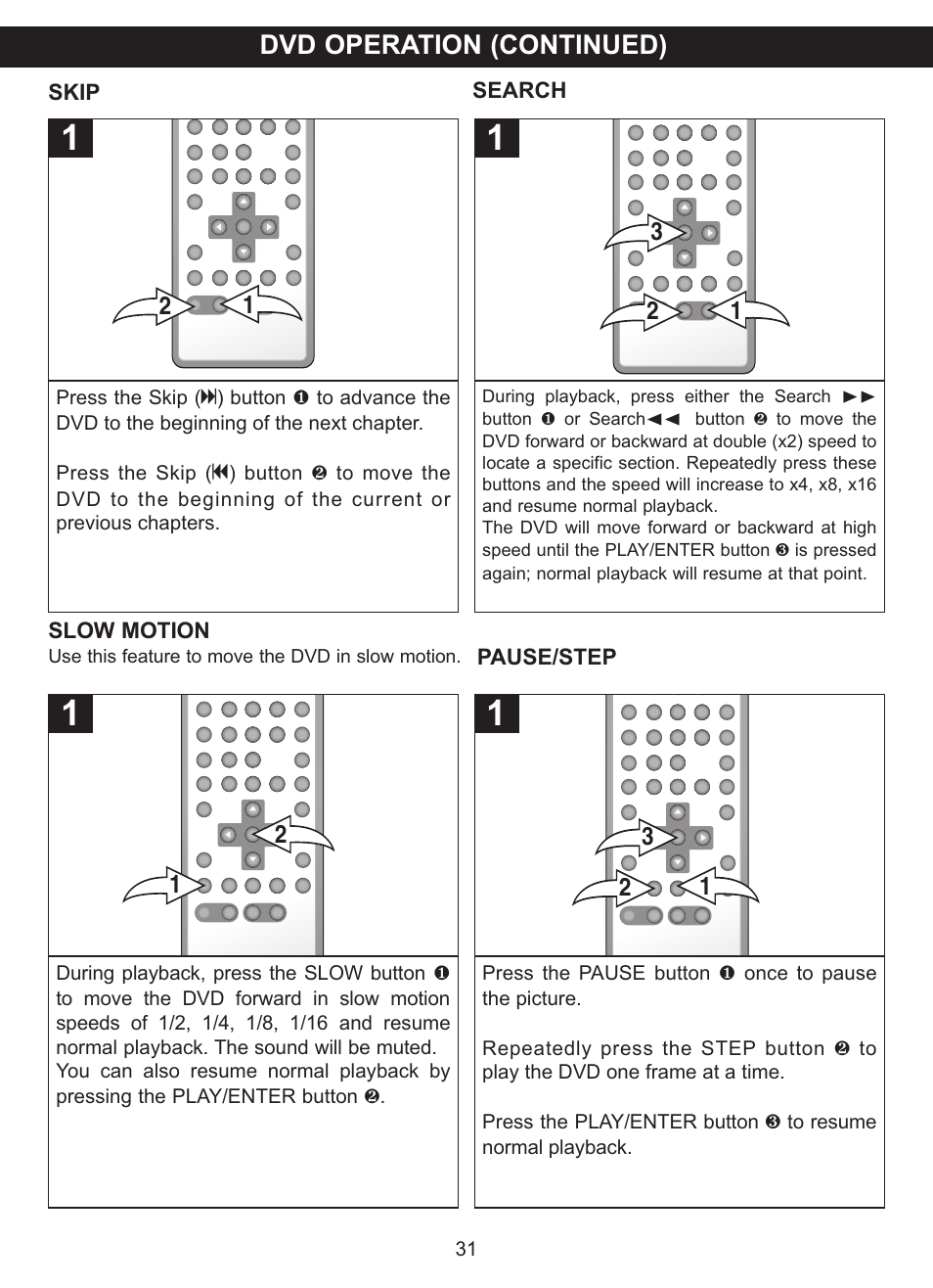 Dvd operation (continued) | Memorex MVDP1083 User Manual | Page 32 / 46