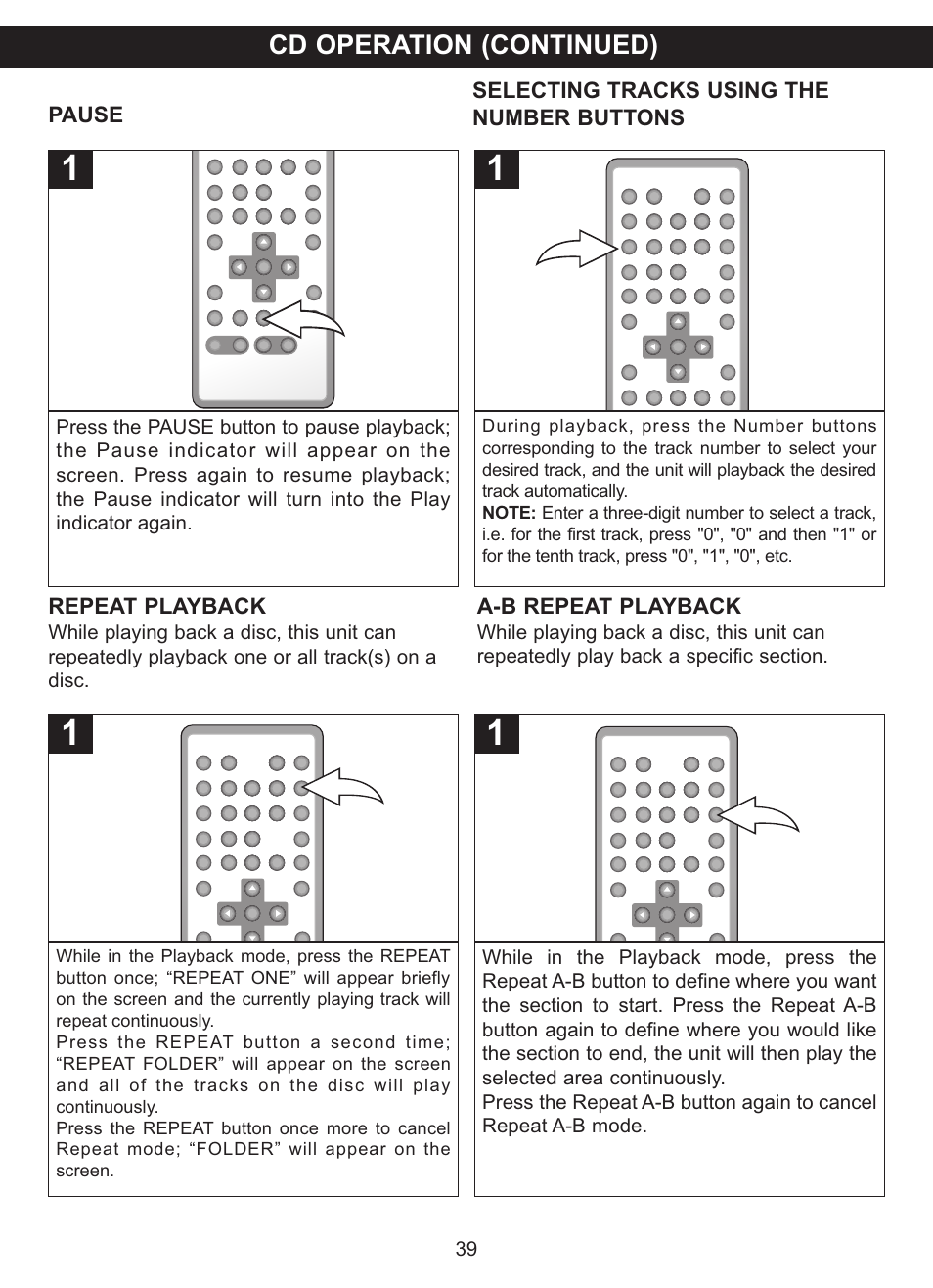 Cd operation (continued) | Memorex MVDP1083 User Manual | Page 40 / 46