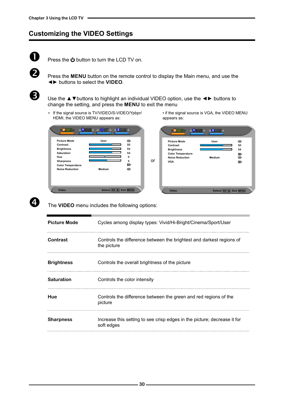 Customizing the video settings | Memorex MLT3221 User Manual | Page 34 / 53