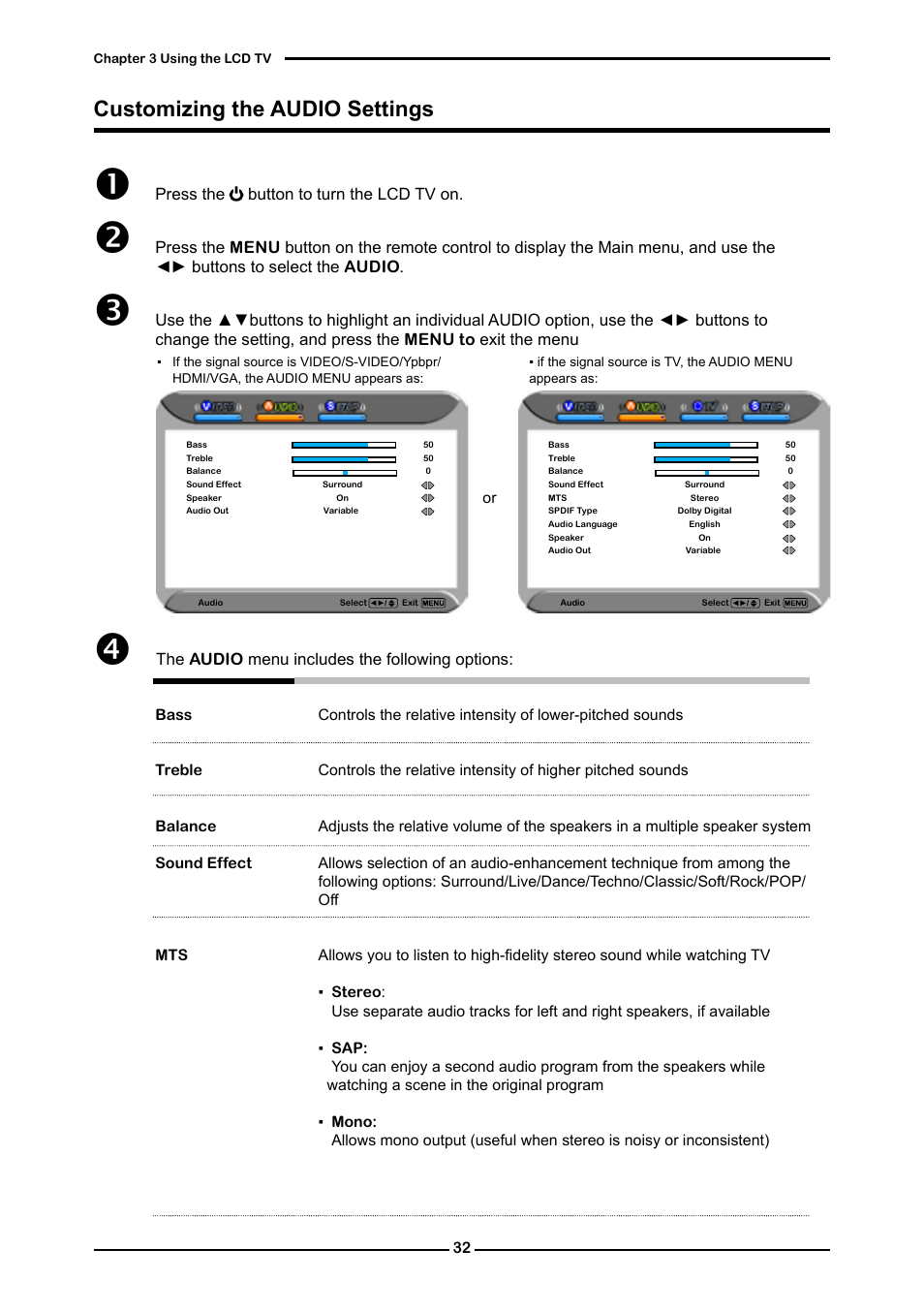 Customizing the audio settings | Memorex MLT3221 User Manual | Page 36 / 53
