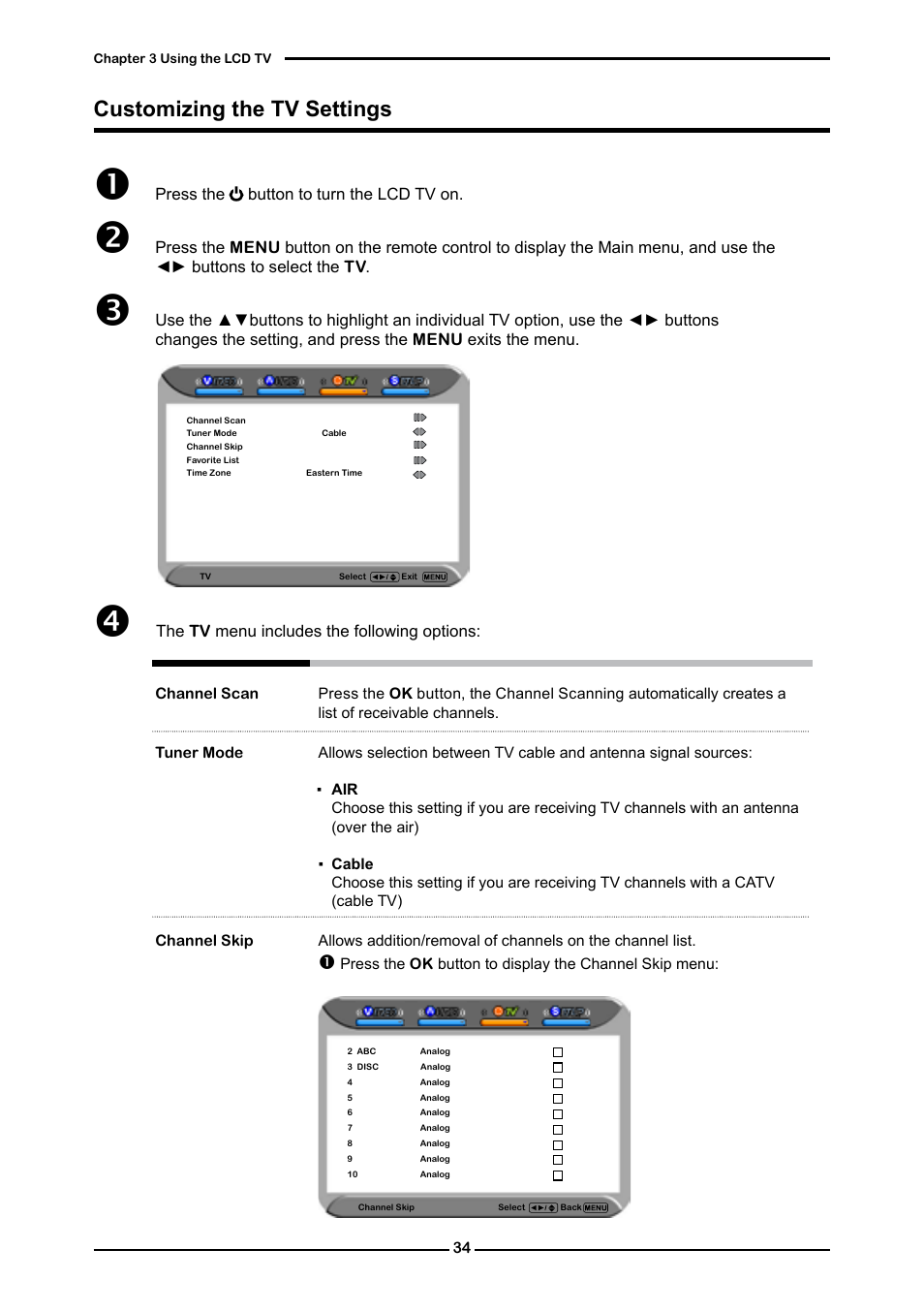 Customizing the tv settings | Memorex MLT3221 User Manual | Page 38 / 53